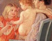 莎拉拿玩具给男孩 - 玛丽·史帝文森·卡萨特